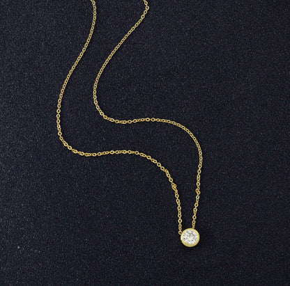 Dainty Bezel CZ Chain Necklace, Sku#Y735