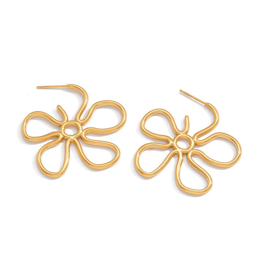 18K Gold-plated, Lightweight, And Luxurious Flower-shaped Titanium Steel Earrings