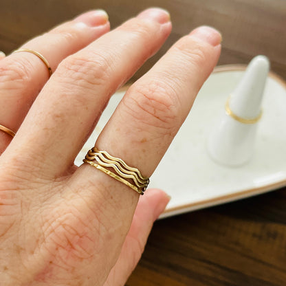 14k gold filled or sterling silver WAVE STACKING RING