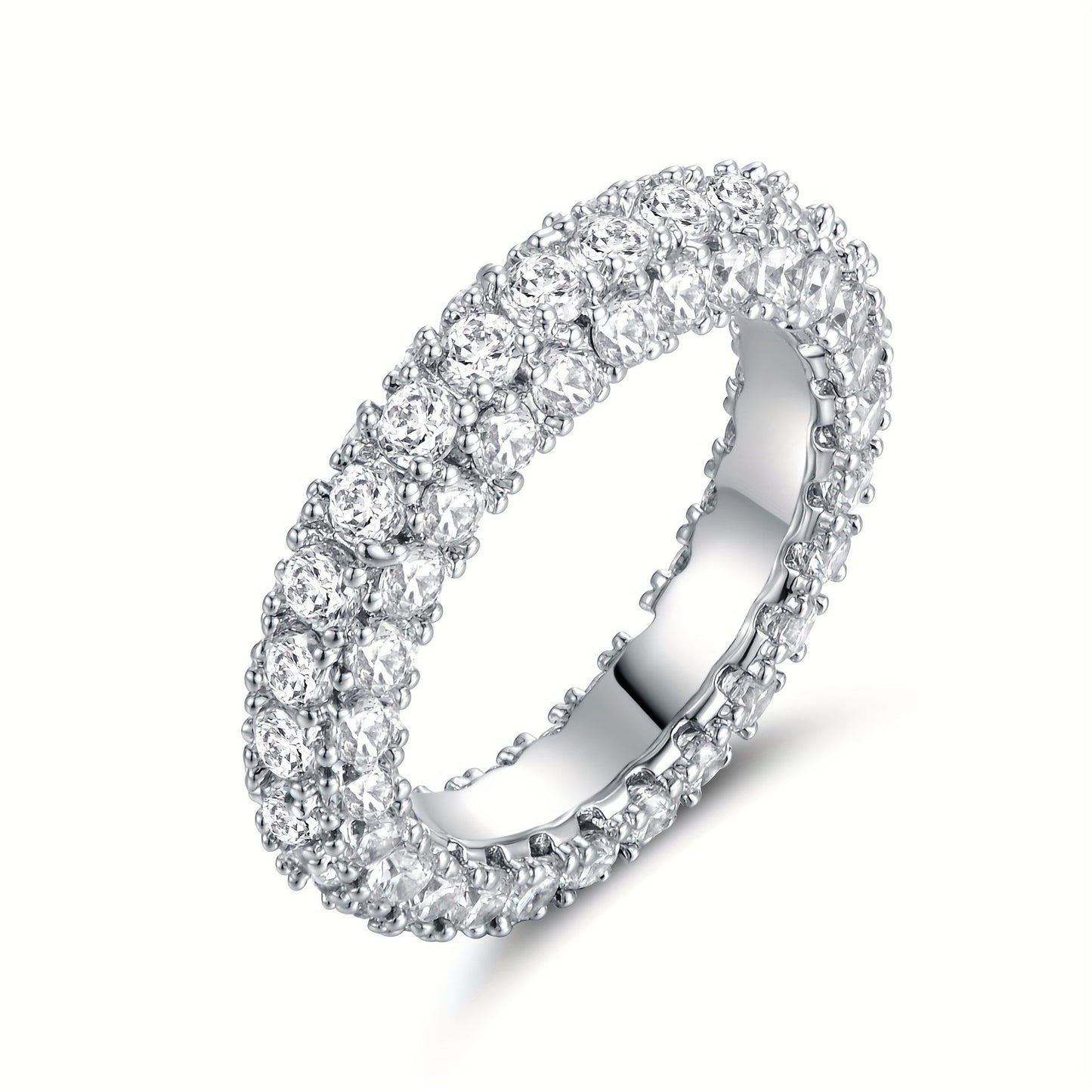 Womens Minimalist, Versatile Three-stone Zircon Ring