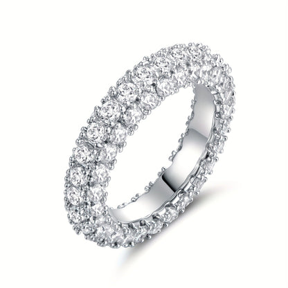 Womens Minimalist, Versatile Three-stone Zircon Ring
