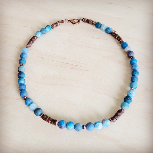 **Genuine Frosted American Turquoise Boho Collar Necklace 263q