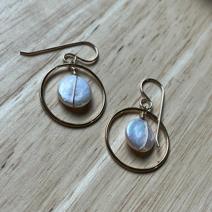 SEAGLOW COIN PEARL EARRINGS