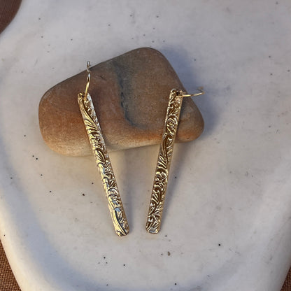 14k gold filled sterling silver FLORAL BAR EARRINGS