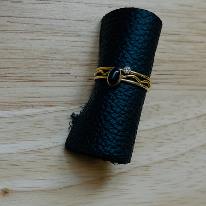 14k gold filled OVAL ONYX GEMSTONE RING