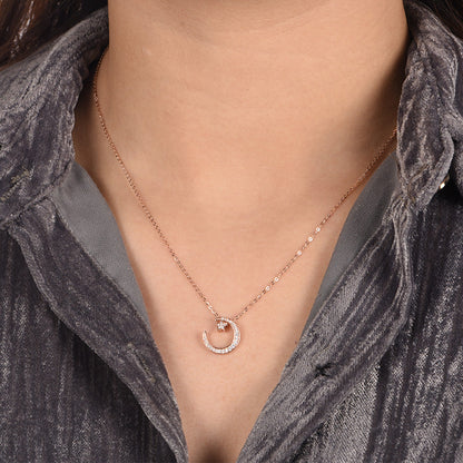 S925 Sterling Silver Star & Moon Necklace, D-VVS1 Moissanite Pave Pendant, Platinum Plated 38&41cm Chain, 1.6g Jewelry Gift Box With GRA Certificate