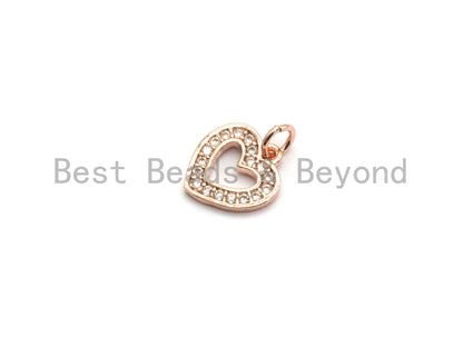 CZ Micro Pave Hollow out Heart Charms Pendant for Necklace/Bracelet, Cubic Zirconia heart Pendant, 9x10mm, sku#Y190