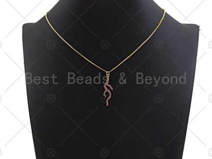 Fuchsia CZ Micro Pave Coral Branch Pendant/Charm, Antler Tree Branch Cubic Zirconia Pendant, Silver/Gold/Rose Gold Tone, 10x34mm, Sku#Y286