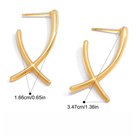 18K Gold Cross Earrings