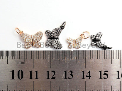CZ Micro Pave Butterfly Pendant/Charm,Cubic Zirconia Paved Charm, Necklace Bracelet Charm Pendant,7x9/10x13mm, sku#Y153