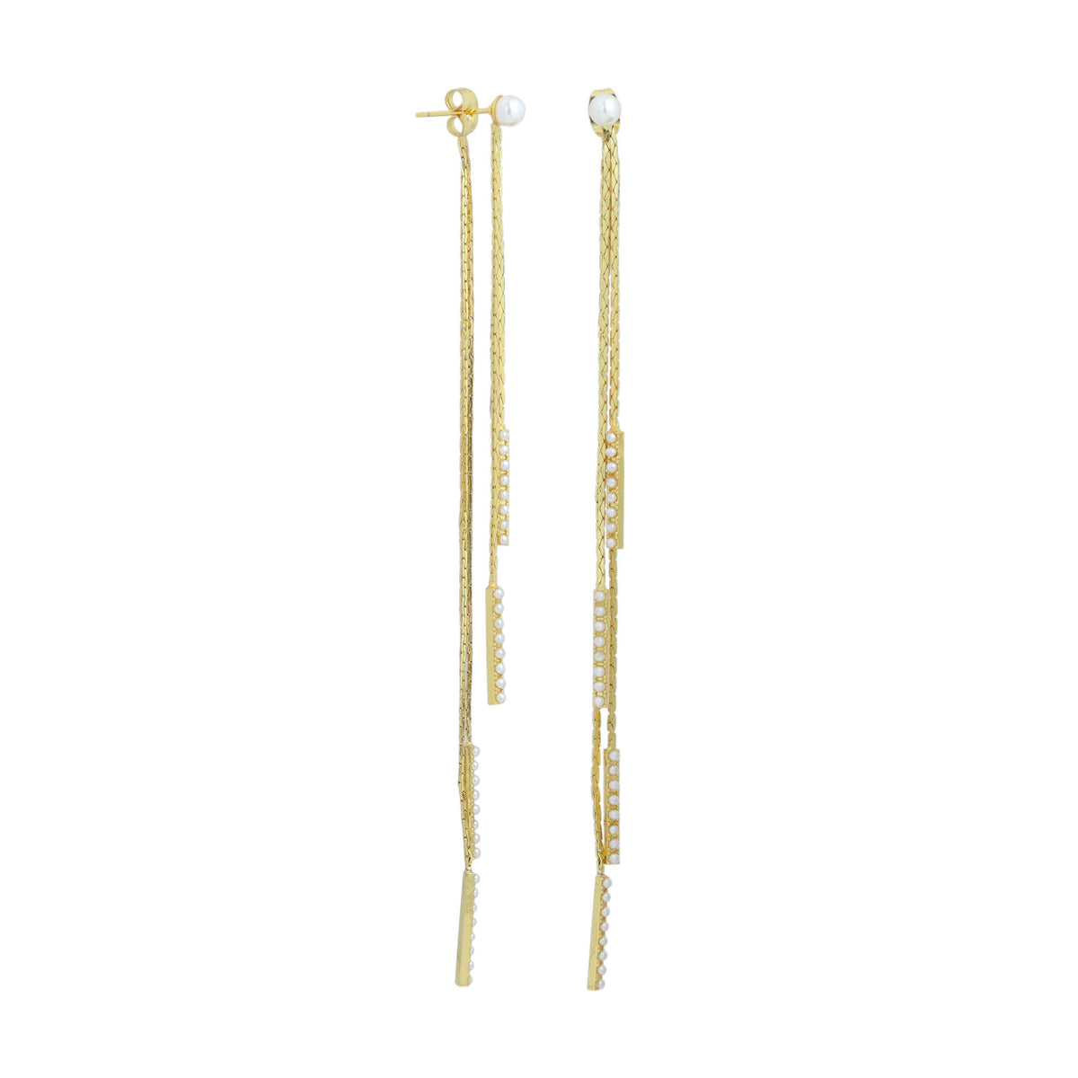 Pearl long Dangle Earrings, Sku#Y1042