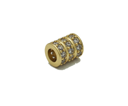 Gold  CZ Tube Spacer Beads, Sku#Y716