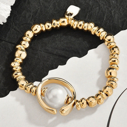 3Pcs Trendy Broken Silver Big Pearl Jewelry Set For Women, Necklace Bracelet Earring Matching Set, Dainty Elegant Sweater Chain Fashion Jewelry