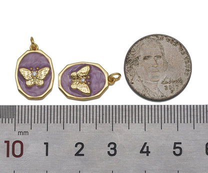 CZ Purple Enamel Butterfly Charm, Sku#Y598