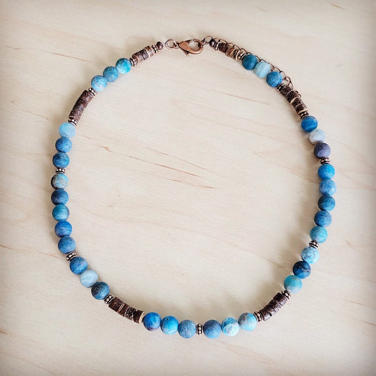 **Genuine Frosted American Turquoise Boho Collar Necklace 263q