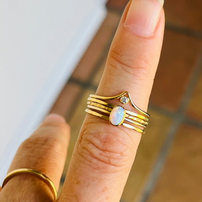 14k gold-fill OVAL OPAL V DIAMOND RING SET