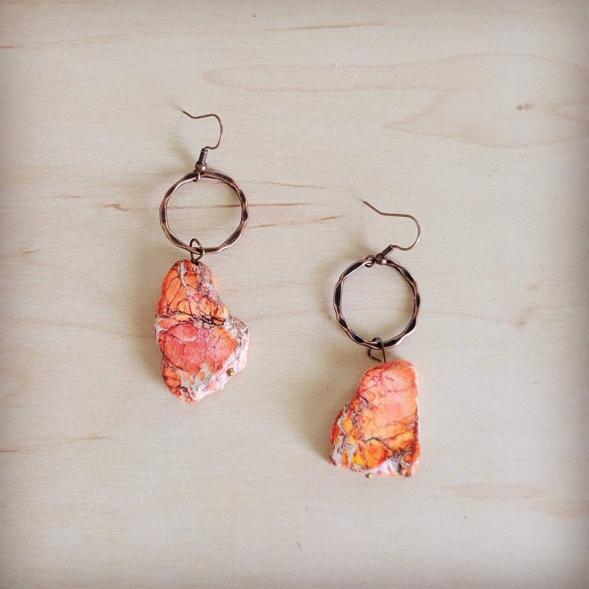 Orange Regalite Western Boho Slab Earrings 100h