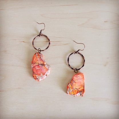 Orange Regalite Western Boho Slab Earrings 100h