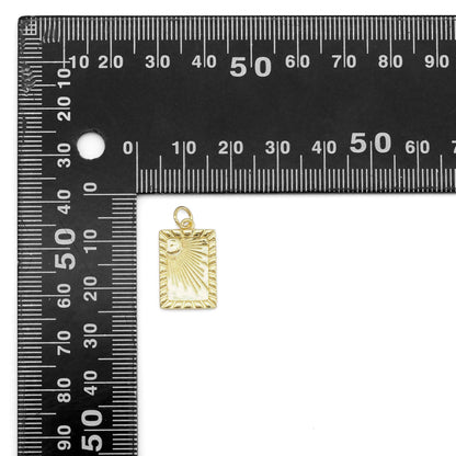 Gold Radial Sun Rectangle Shape Charm, Sku#Y891