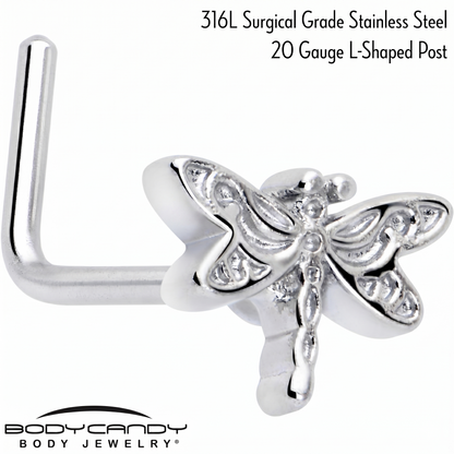 20G 7mm Dragonfly Colors L Shape Nose Ring