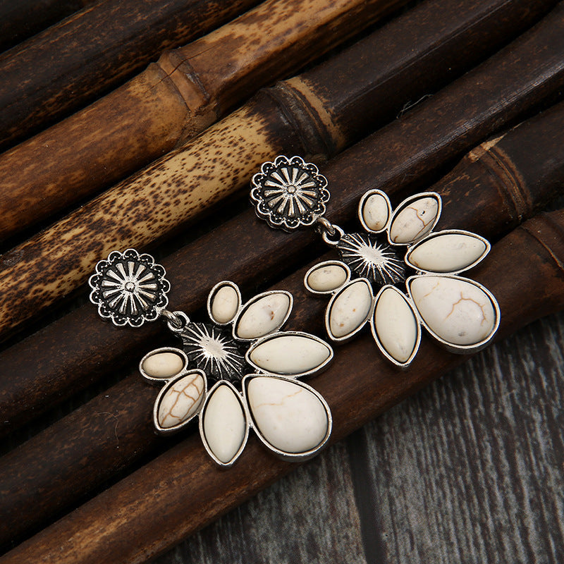 Turquoise Flower Earrings Bumpkin Ranchwear
