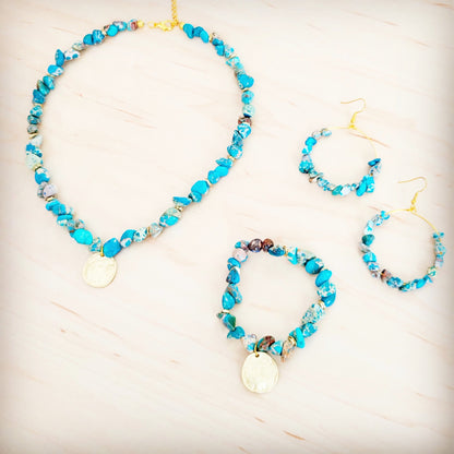 Regalite Collar Necklace w/ Matte Gold Coin Charm 263k