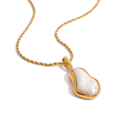 18K gold inlaid irregular pearls exquisite design noble necklace