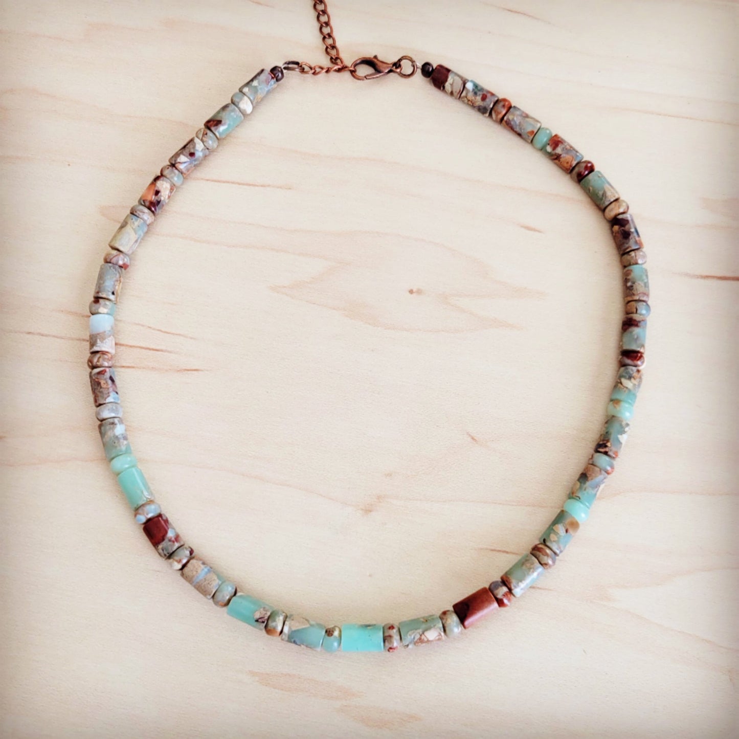Genuine Aqua Terra Collar Length Barrel Beaded Necklace 263b