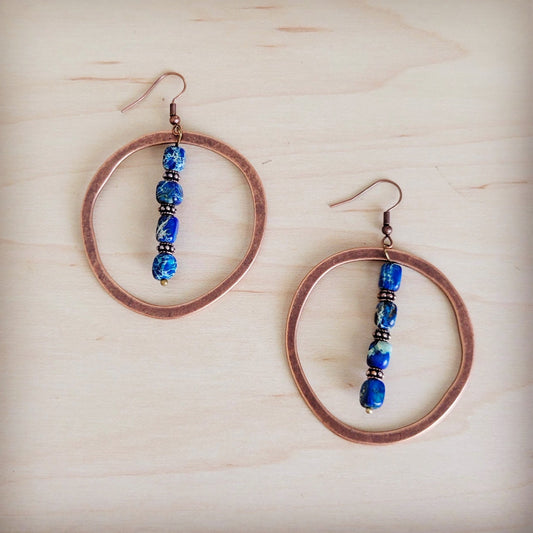**Western Copper Hoop Earrings w/ Denim Regalite 100c