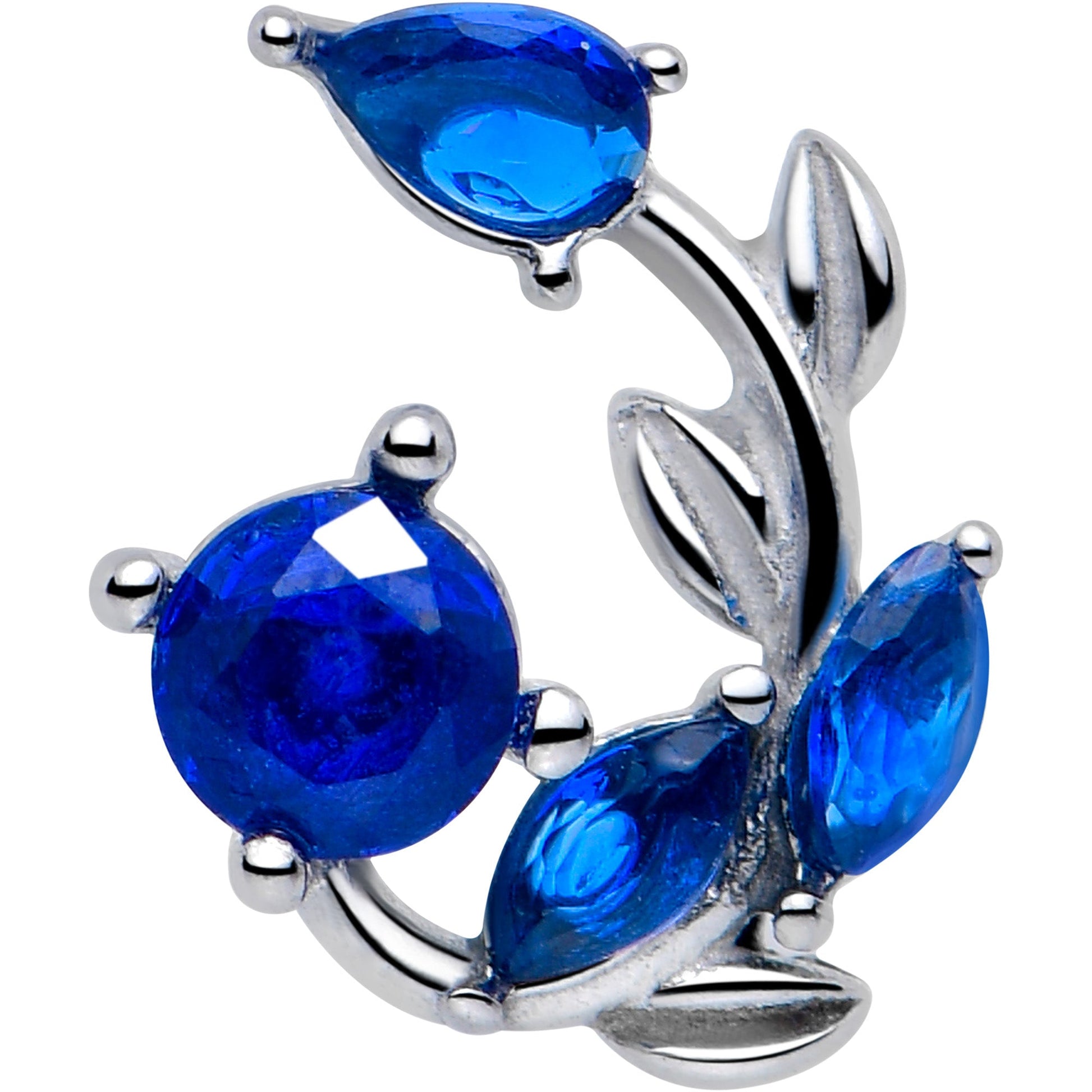 Blue Gem Twining Vine Barbell Tongue Ring BodyCandy