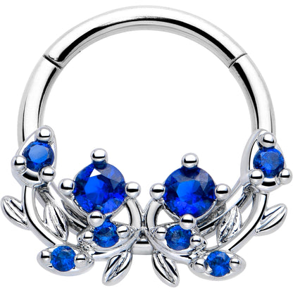 16G 3/8 Blue Gem Twining Vine Hinged Segment Ring BodyCandy