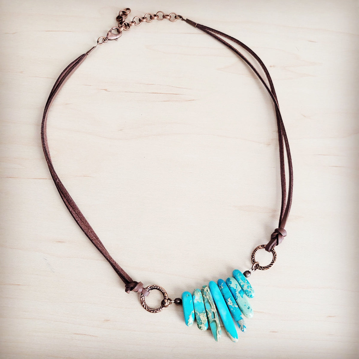 Regalite Slab Necklace with Leather Closure 252j