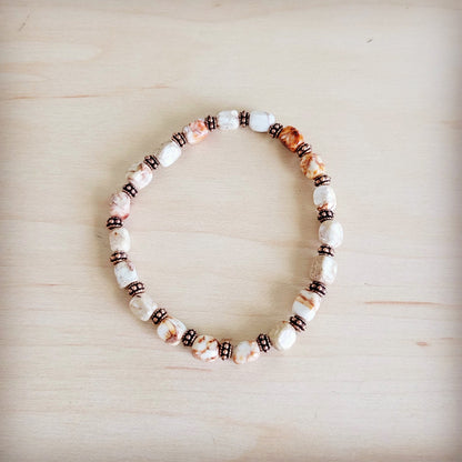 Genuine Regalite and Copper Stretch Beaded Bracelet Sandstone 812g