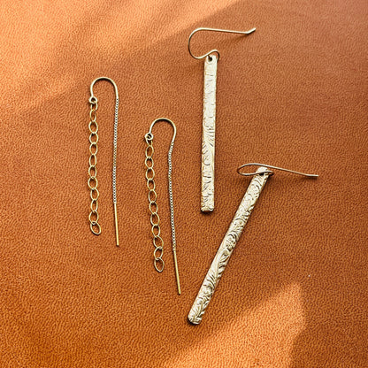 14k gold filled sterling silver FLORAL BAR EARRINGS