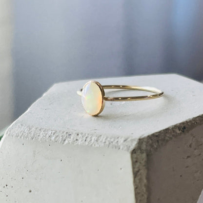 14k gold filled LARGE OVAL ETHIOPIAN OPAL GEMSTONE RING