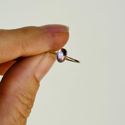 14k gold filled OVAL AMETHYST GEMSTONE RING
