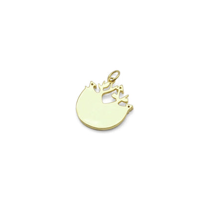 Gold Pink Enamel Tree Shape Charm, Sku#Y805