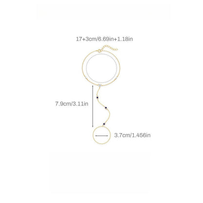 s925 sterling silver horse eye diamond bracelet ring chain finger chain