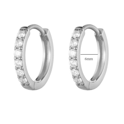 S925 Sterling Silver Ear Clips Inlaid With Zirconia Basic Round Earrings