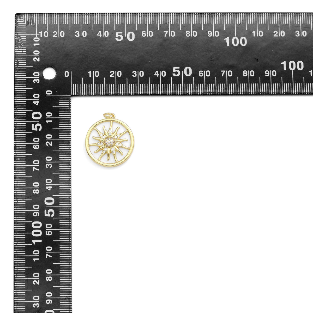 Gold CZ Sunflower Mother of Pearl Coin Charm, Sku#Y904