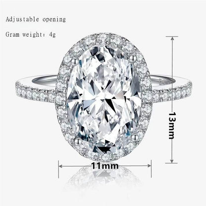 Dazzling 4 Carat Oval-Cut CZ Halo Adjustable Ring with Pave Band, Cubic Zirconia Luxury Design for Men and Women