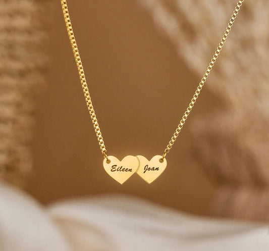 Heart-shaped Interlocking Custom Name Necklace