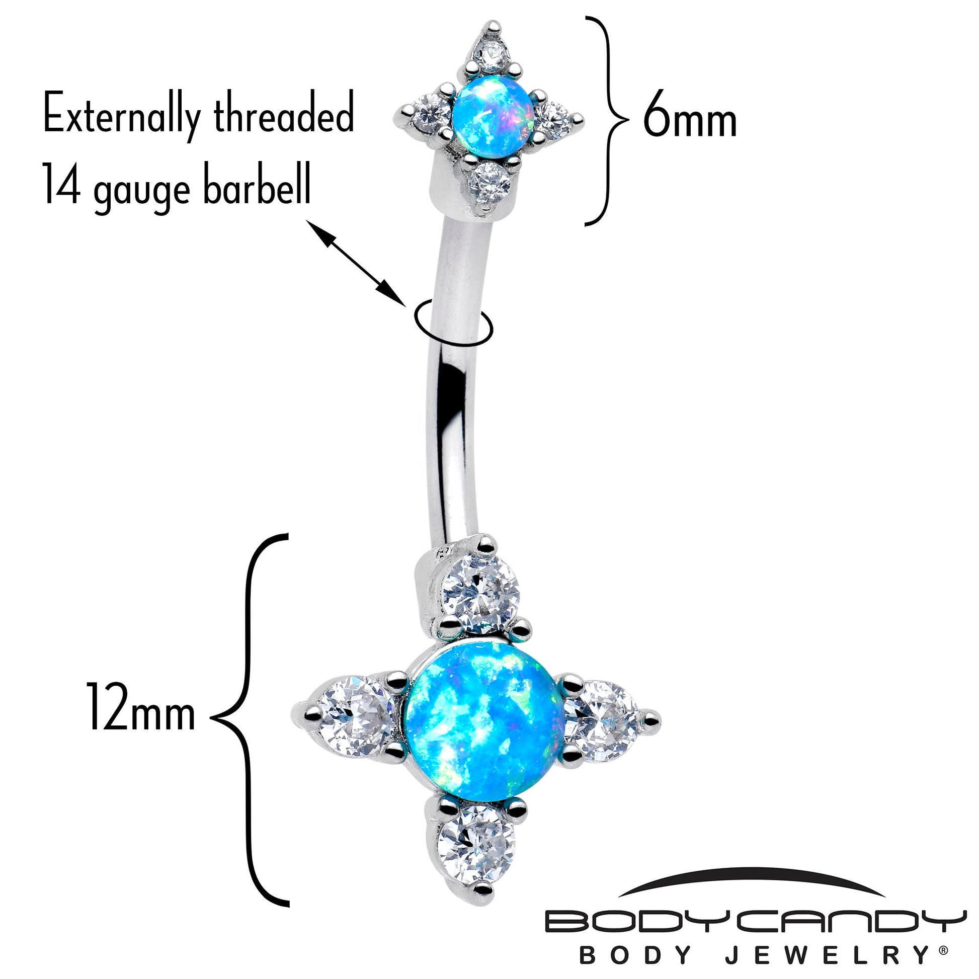 Blue Synthetic Opal Rhombus Star Double Mount Belly Ring BodyCandy