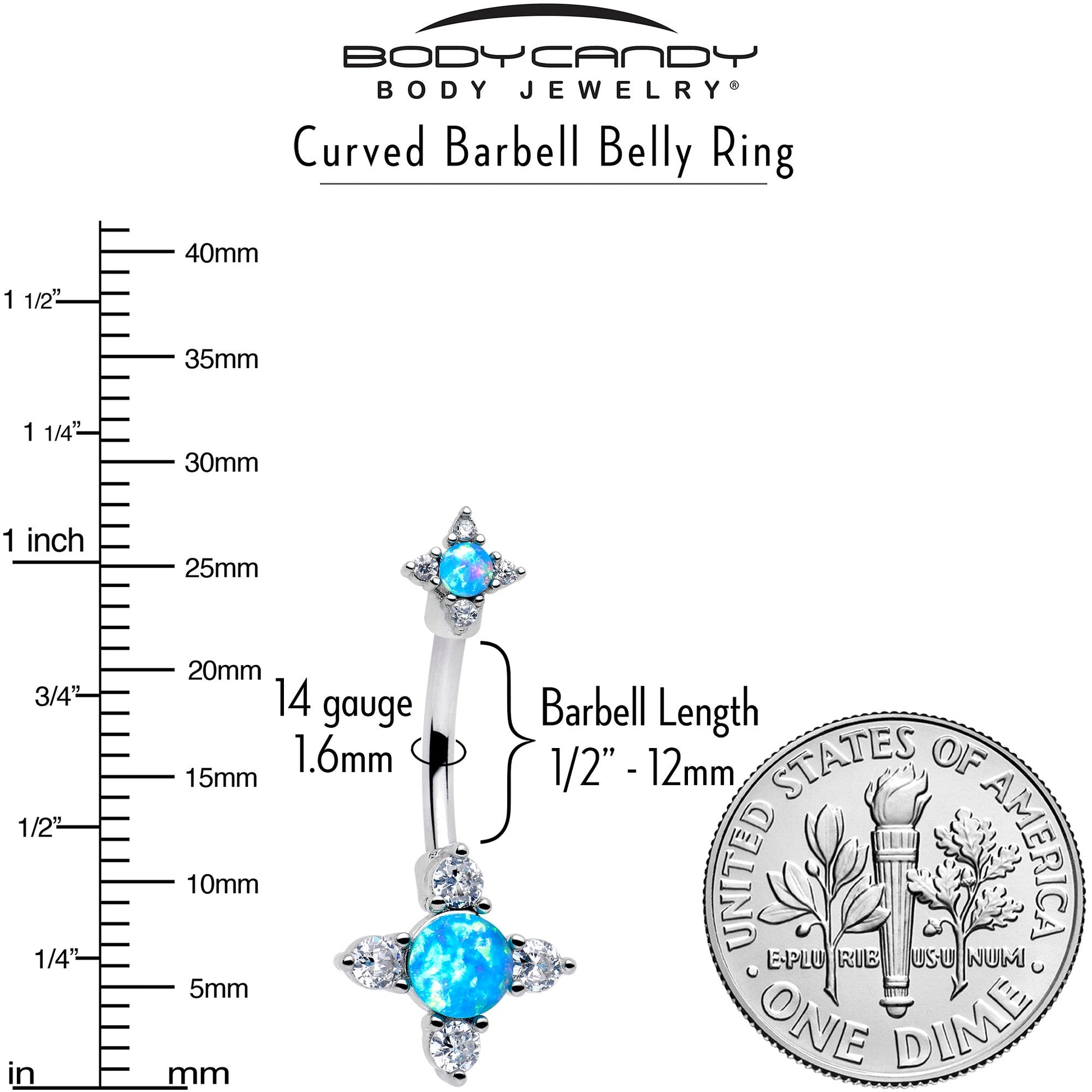 Blue Synthetic Opal Rhombus Star Double Mount Belly Ring BodyCandy