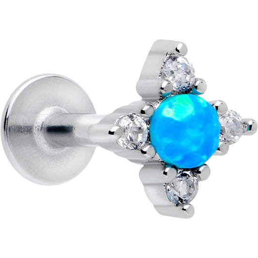 16G 1/4 Blue Synthetic Opal Rhombus Star Flatback Stud BodyCandy
