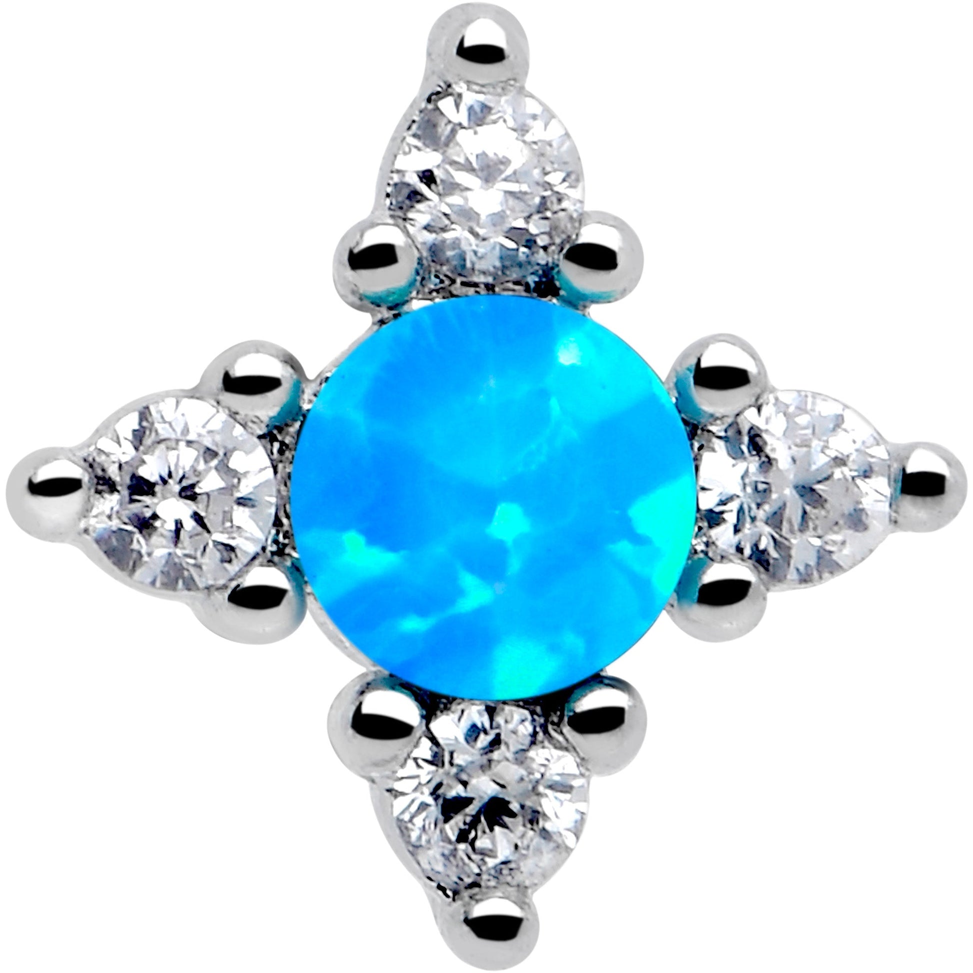 16G 1/4 Blue Synthetic Opal Rhombus Star Flatback Stud BodyCandy