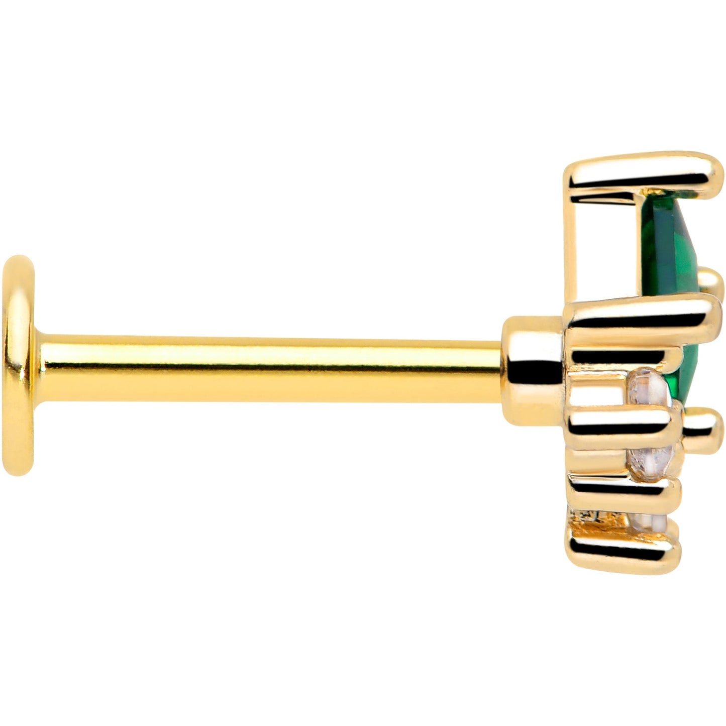 16G 5/16 Green CZ Gem Gold Tone Rhombus Riot Flatback Stud BodyCandy