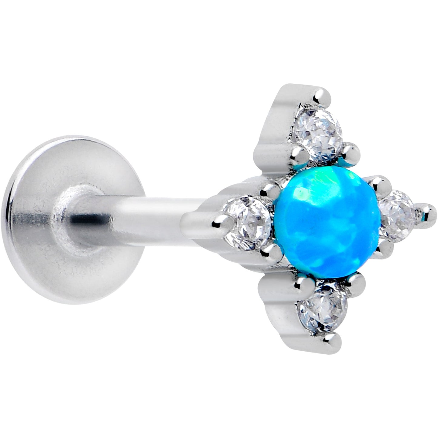 16G 5/16 Blue Synthetic Opal Rhombus Star Flatback Stud BodyCandy