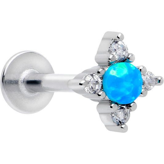 16G 5/16 Blue Synthetic Opal Rhombus Star Flatback Stud BodyCandy