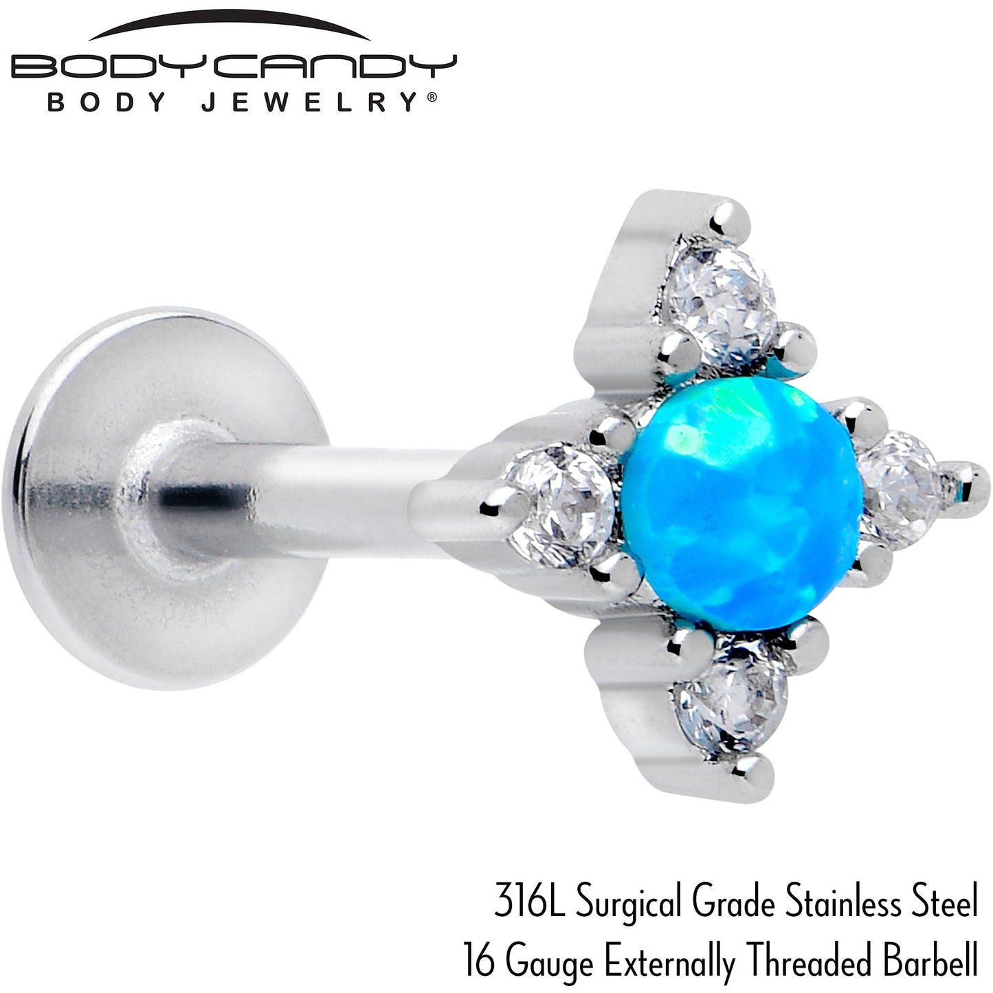 16G 5/16 Blue Synthetic Opal Rhombus Star Flatback Stud BodyCandy